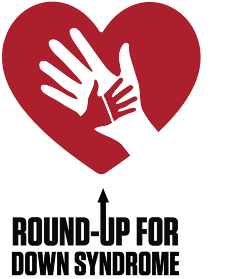 Downs heart helping hand icon with round up logo